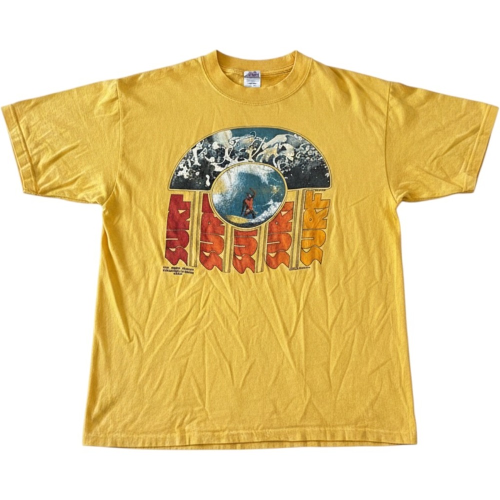 Vintage Pete Smith's Surf Shop T-Shirt Yellow Single Stitch Graphic Pocket Tee